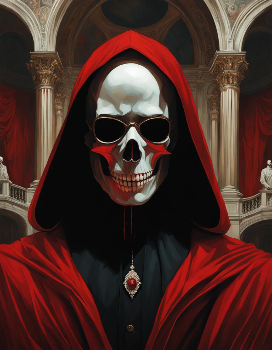 Creepy Red Mask Portrait in Posh Palace