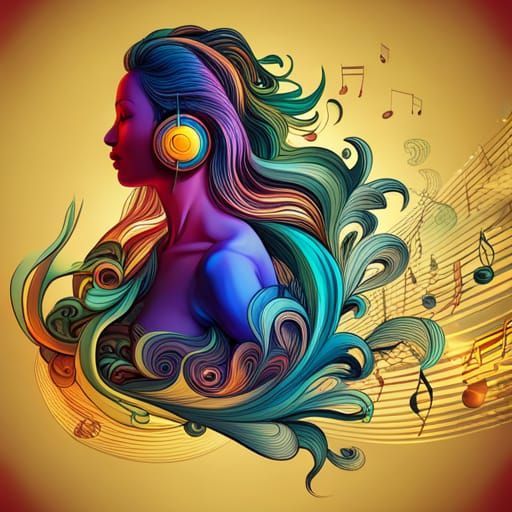 Vibrant Dancer with Music Notes in Abstract Style