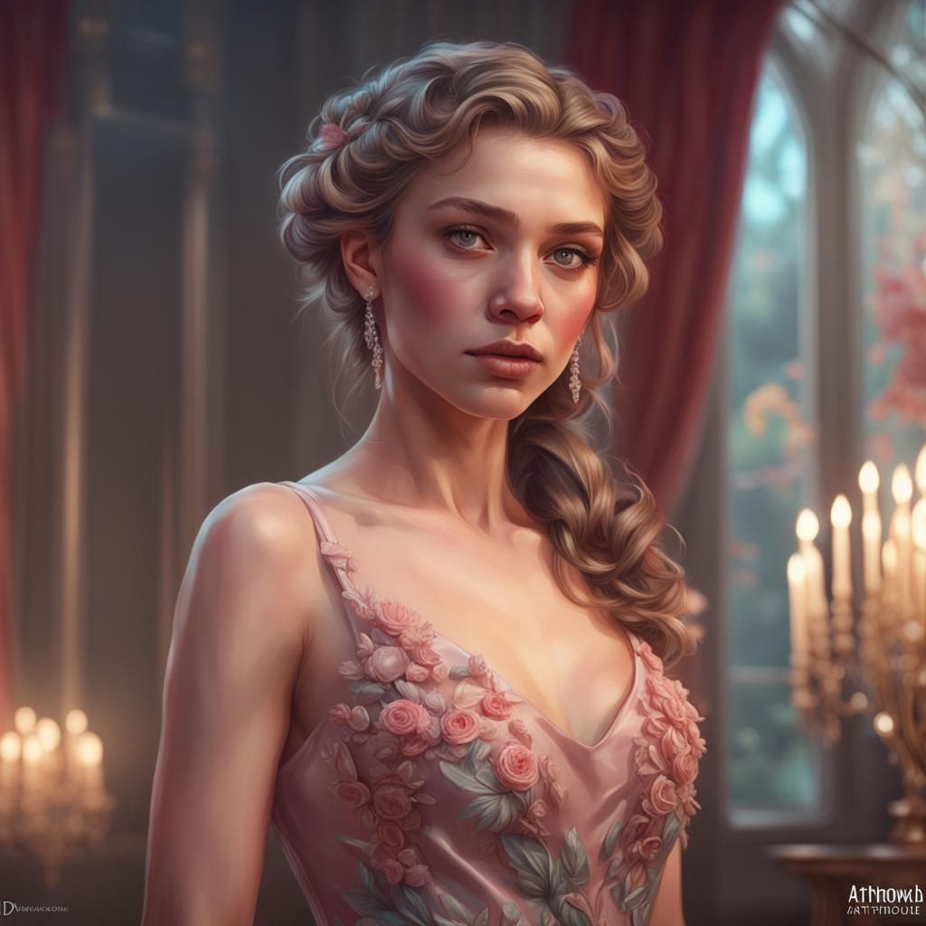 Young Girl in Prom Dress: Hyperdetailed Portrait