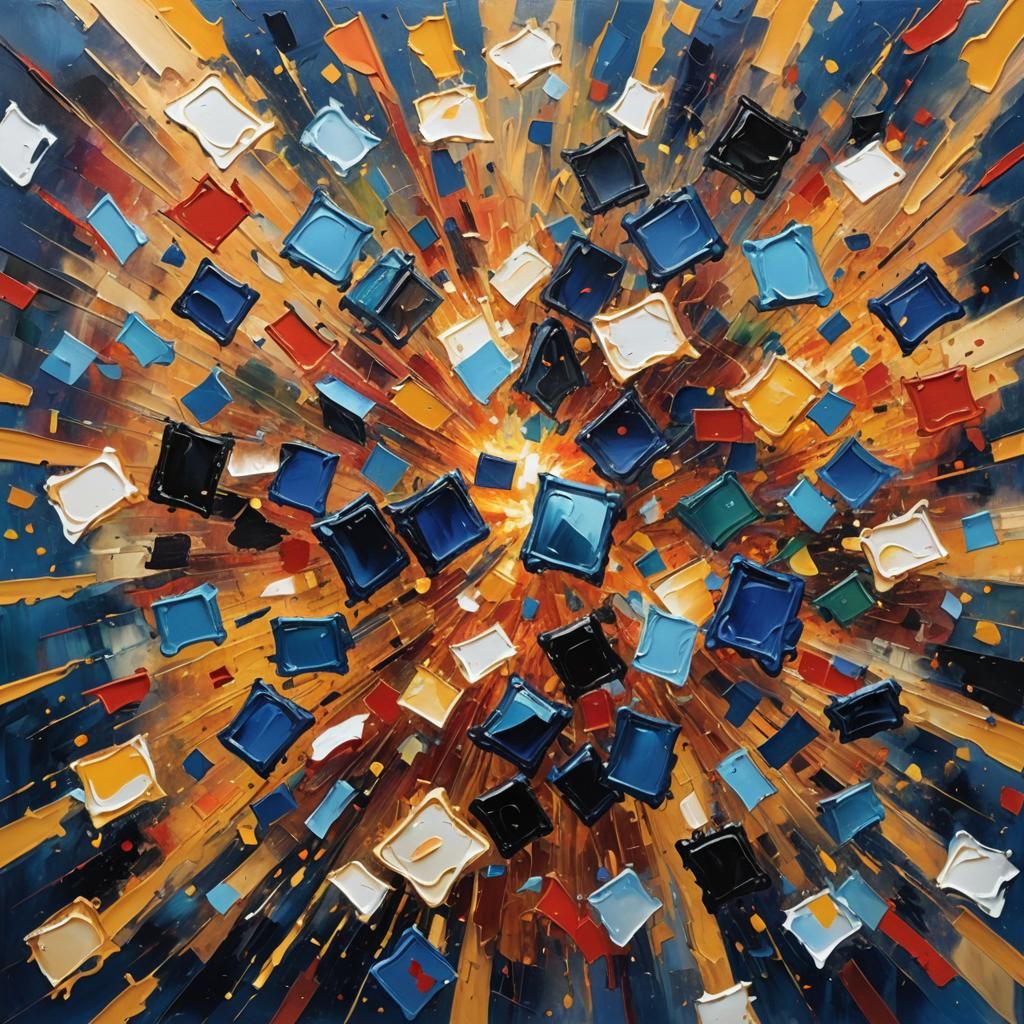 Exploding Pagers: Expressionist Oil Painting with Impasto