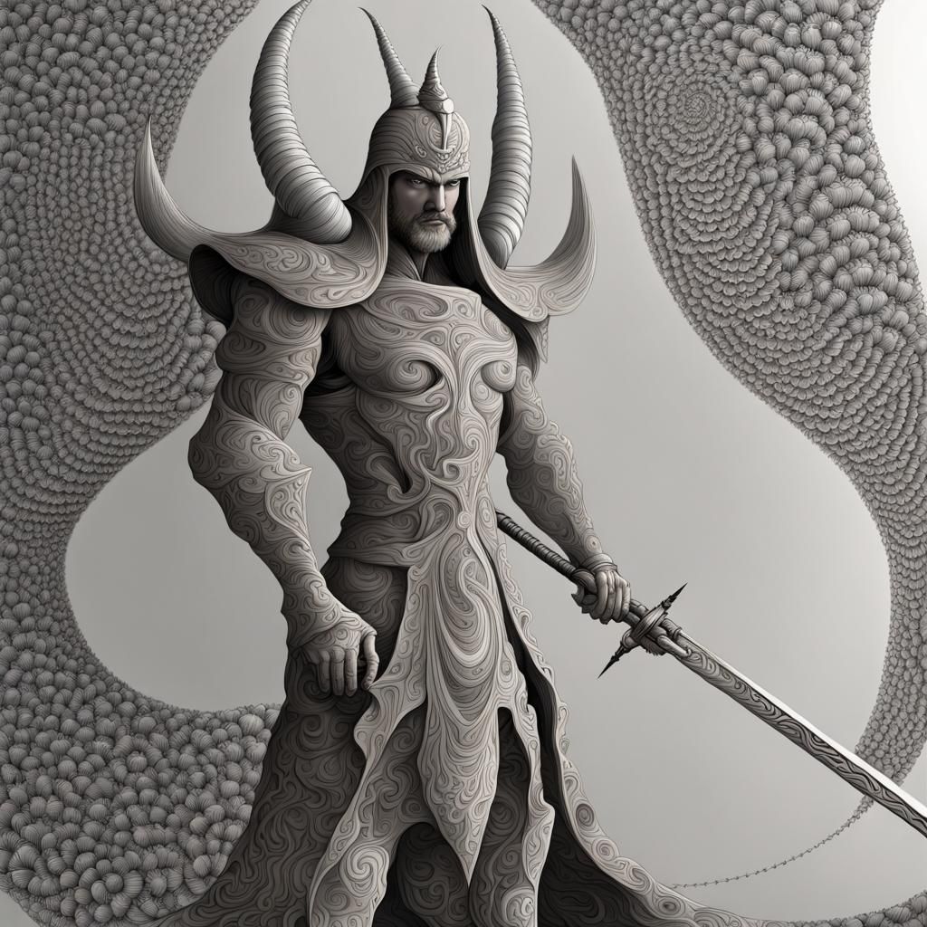 God with Sword Amidst Void Tendrils