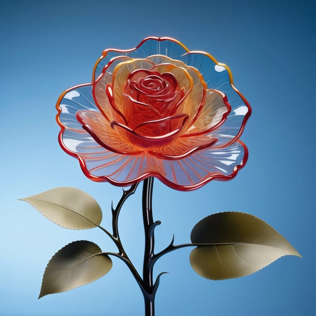 Ethereal Glass Rose Blooms in Dreamy Blue