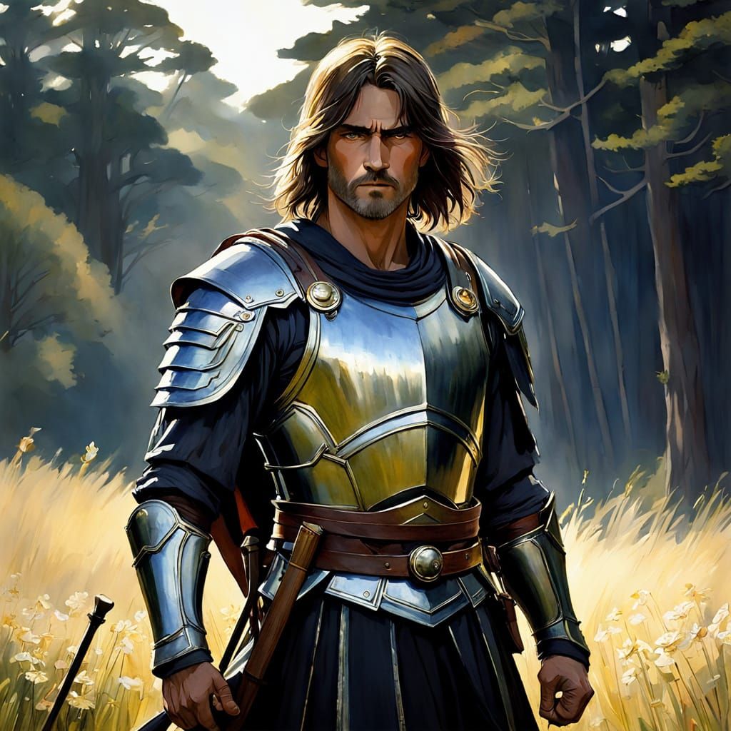 Ethereal Knight in Vibrant Watercolor