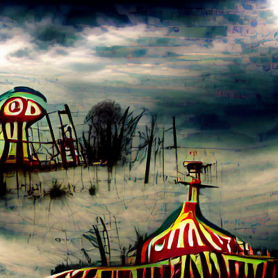 Eerie Abandoned Carnival in Desolate Countryside