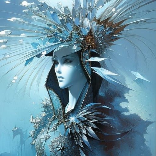 Ethereal Ice Crystal Hat in Splash Art Style