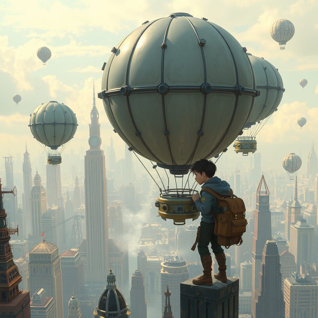 Engineer Designs Balloons in Steampunk Sky City