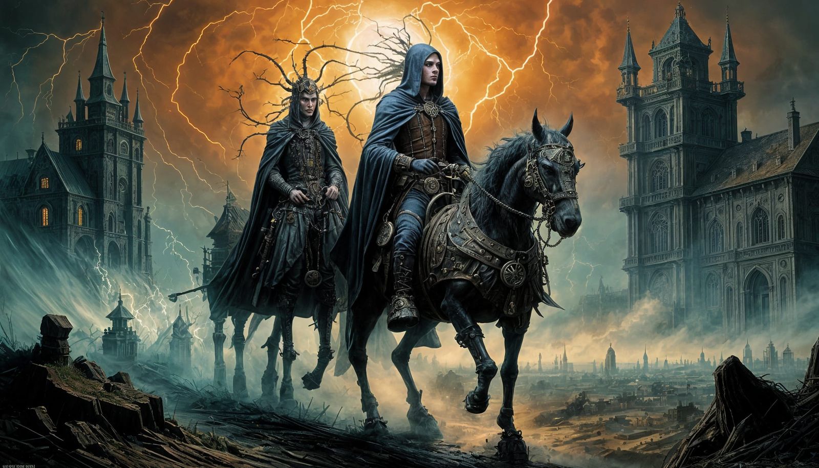 Mystical Steampunk Prince Rides into Dawn