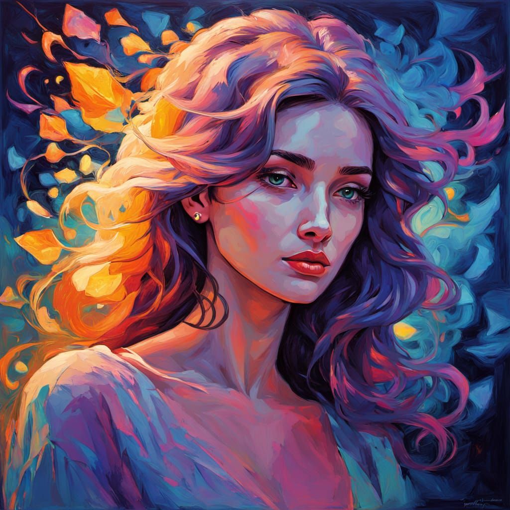Ethereal Feminine Portrait in Expressionist Style