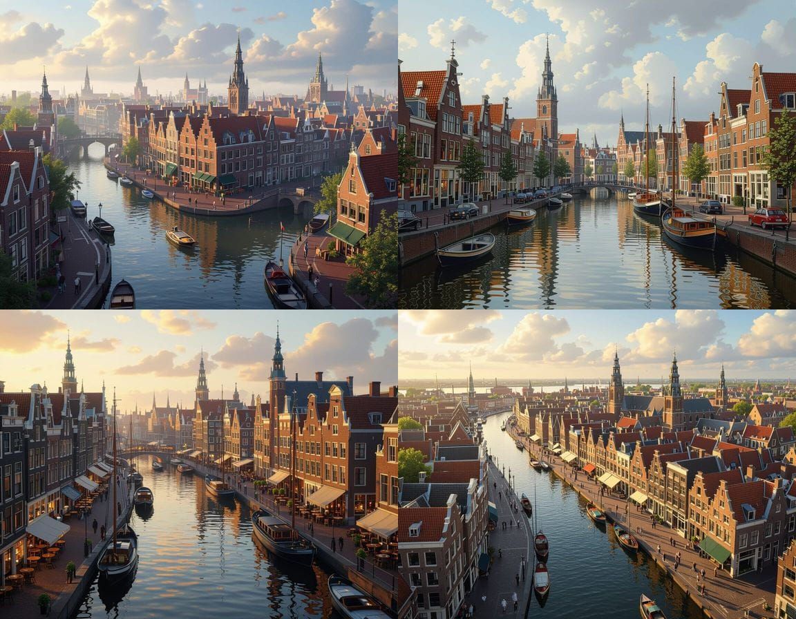 Northern European Coastal City Harbor in the Netherlands Sty...