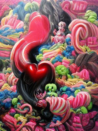 Vibrant Licorice Heart in Gouache Candyland