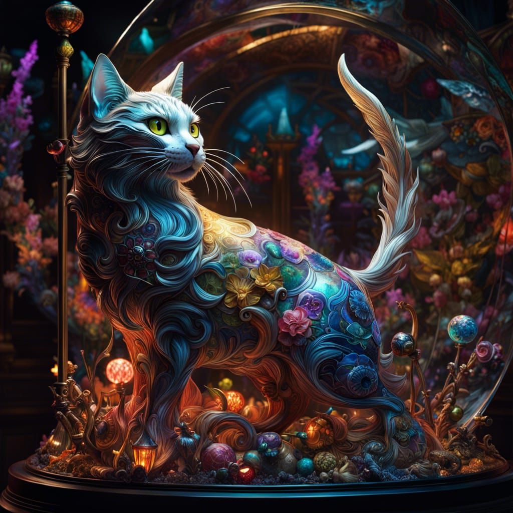 Glass Fish Catches Cat: Fantasycore Art