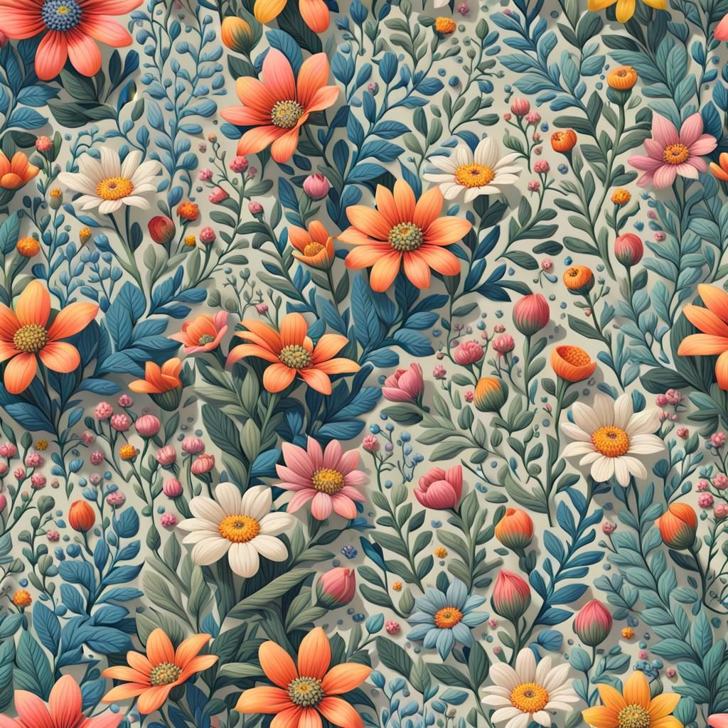 Floral Pattern in Rifle Paper Style, Seamless Design