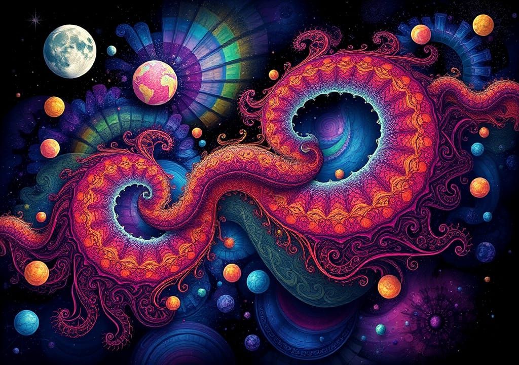 Colorful Surreal Abstract Holding Artwork