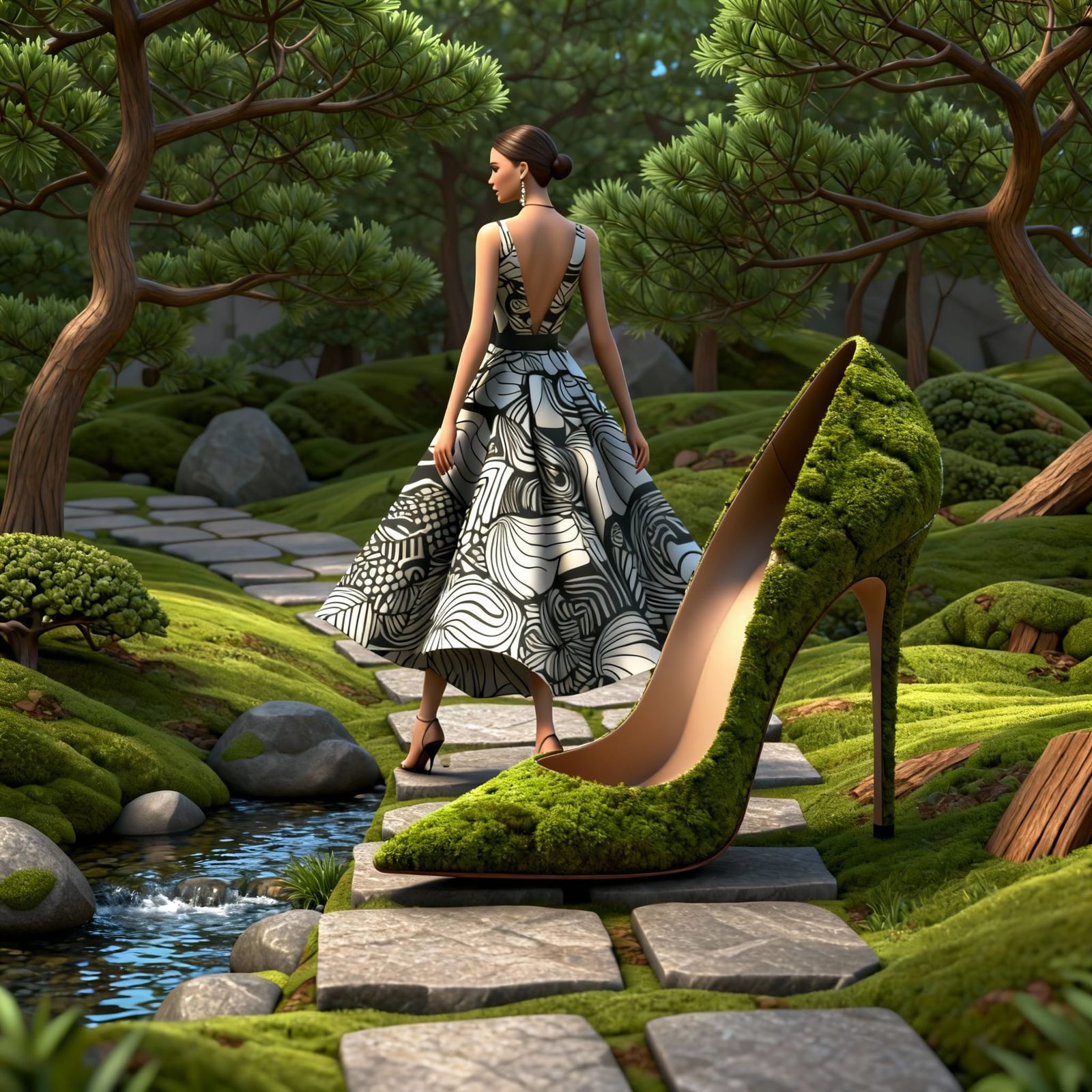 Fashionista in Zen Garden High Heel Shoe