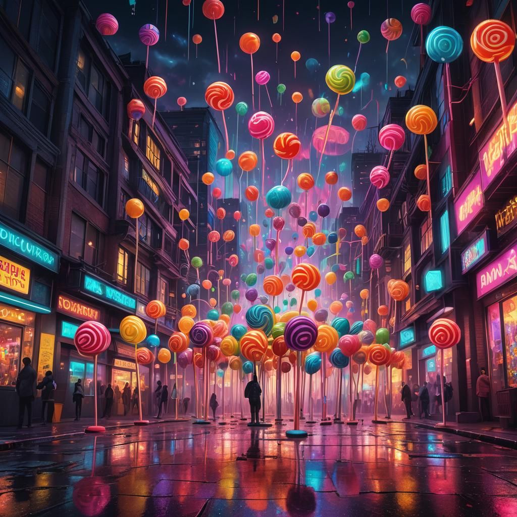 Neon Cityscape Concept Art in Psychedelic Style