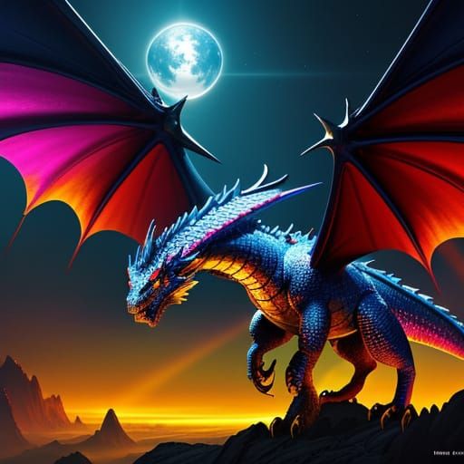 Majestic Dragon in a Vibrant Digital Painting