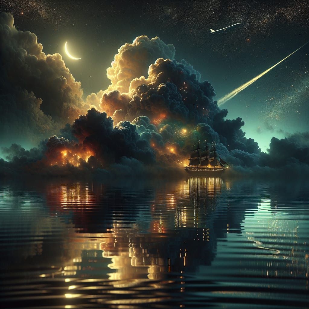 Pirate Ship Cloudscape in Hyperrealistic Style