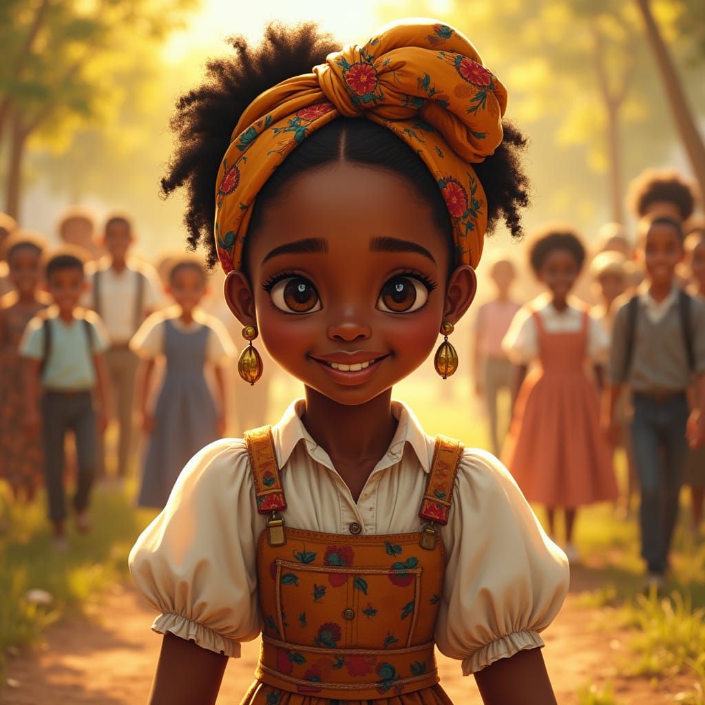 Harriet Tubman-Inspired Teenager in Vibrant African Print