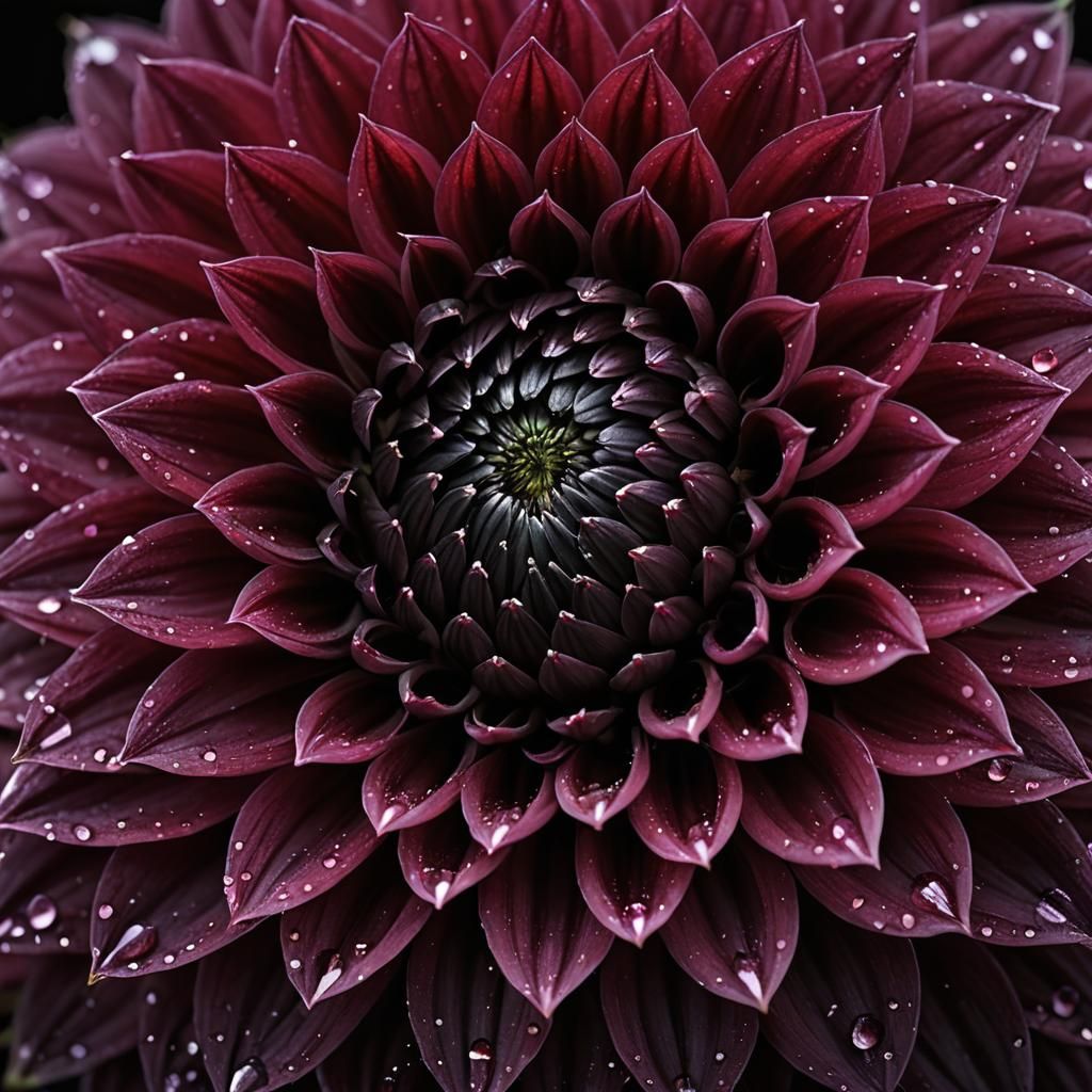 Black Dahlia Macro Photograph with Delicate Texture