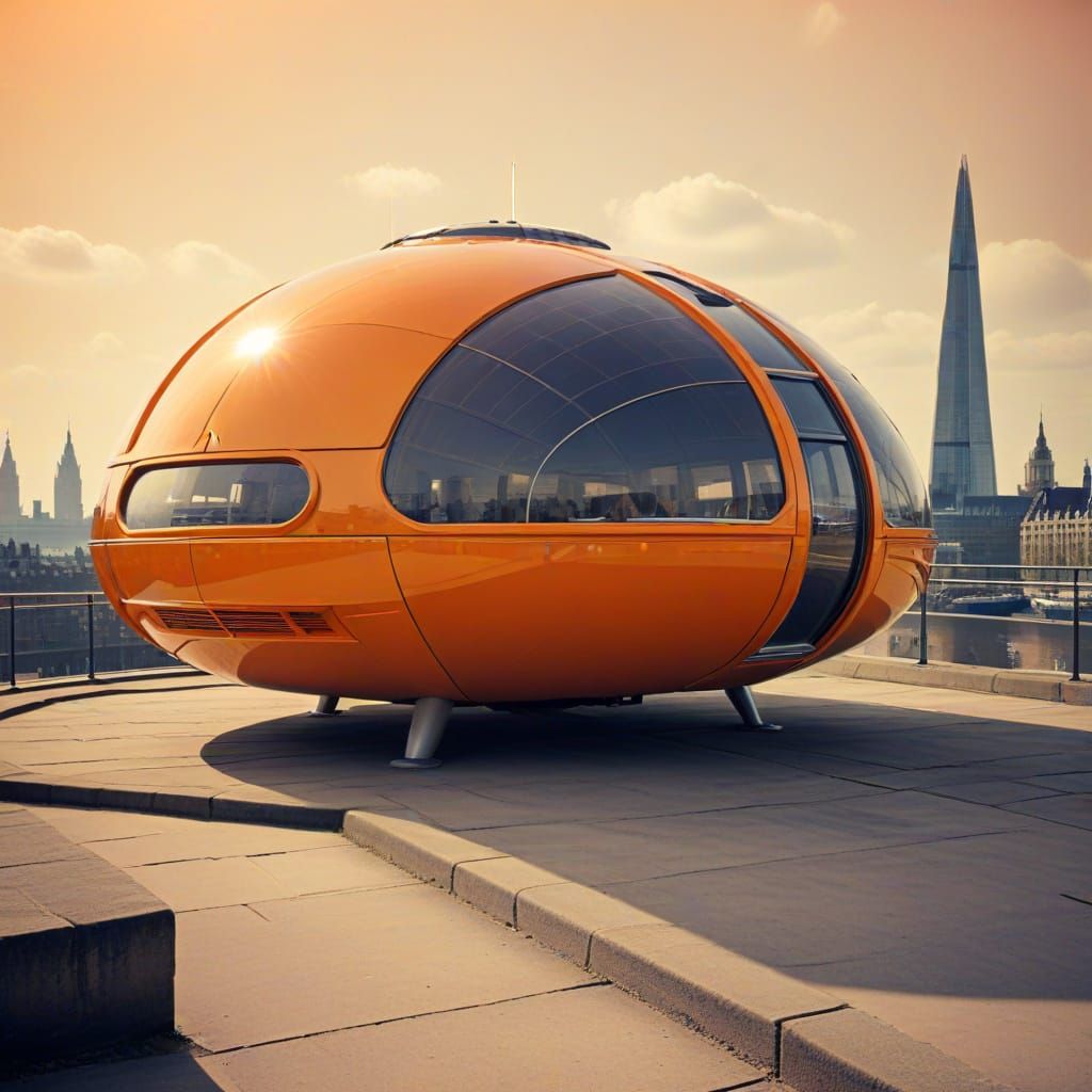 Retro Futurism Orange London Scene