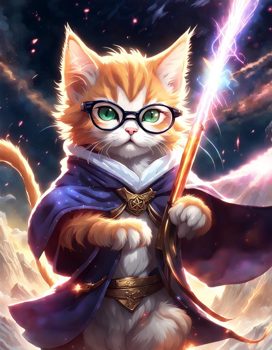Kitten Wizard Charges Into Battle, Anime Style