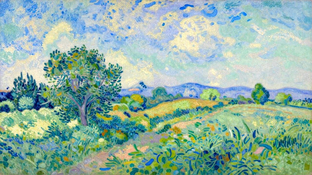 Vibrant Pointillism Art Style