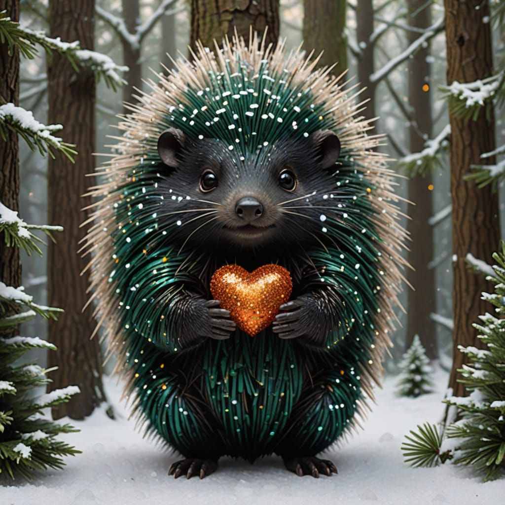 Glitter the Porcupine: A Sparkling Christmas Creature in Sno...