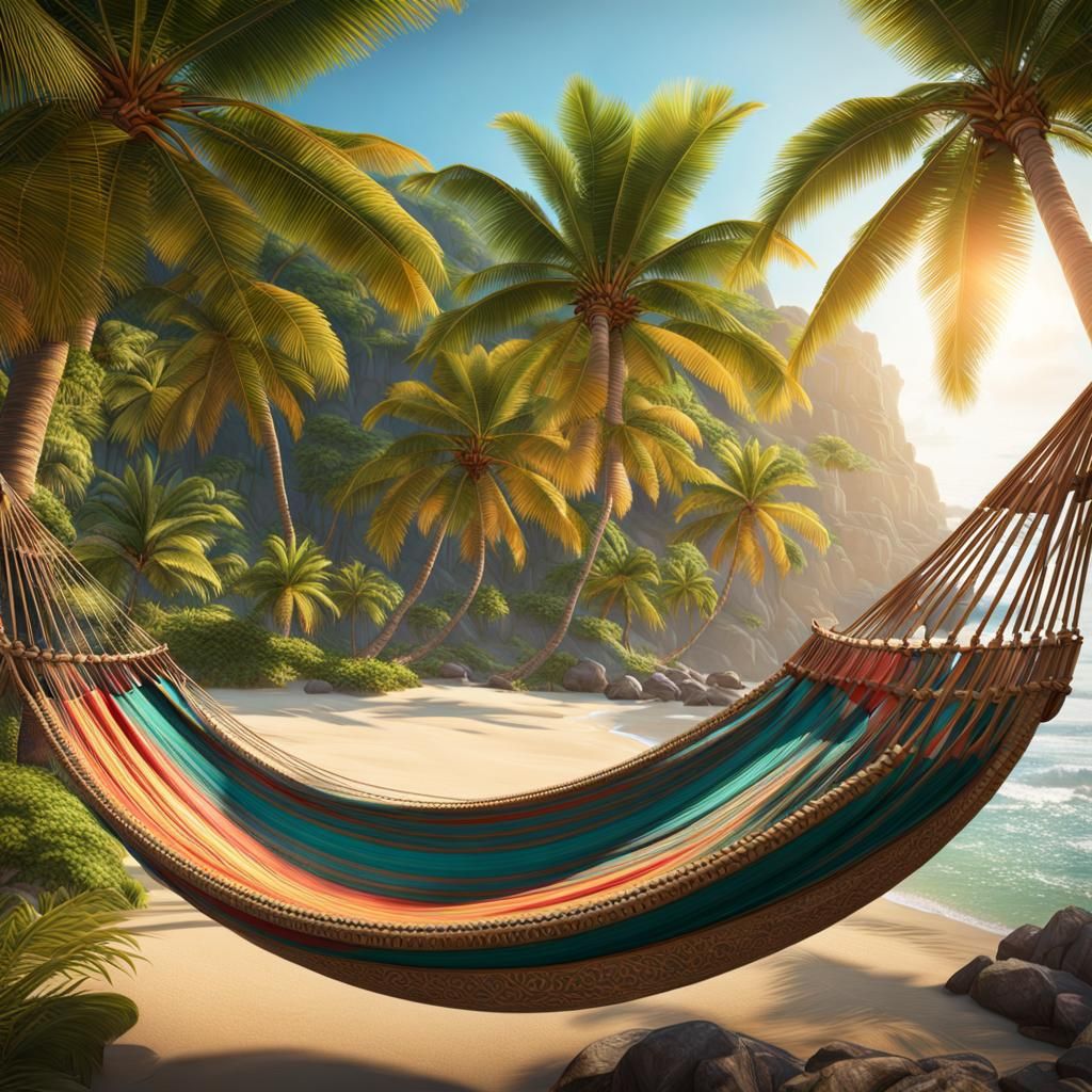 Island Life: Hammocks Under Palm Trees in Hyperdetail