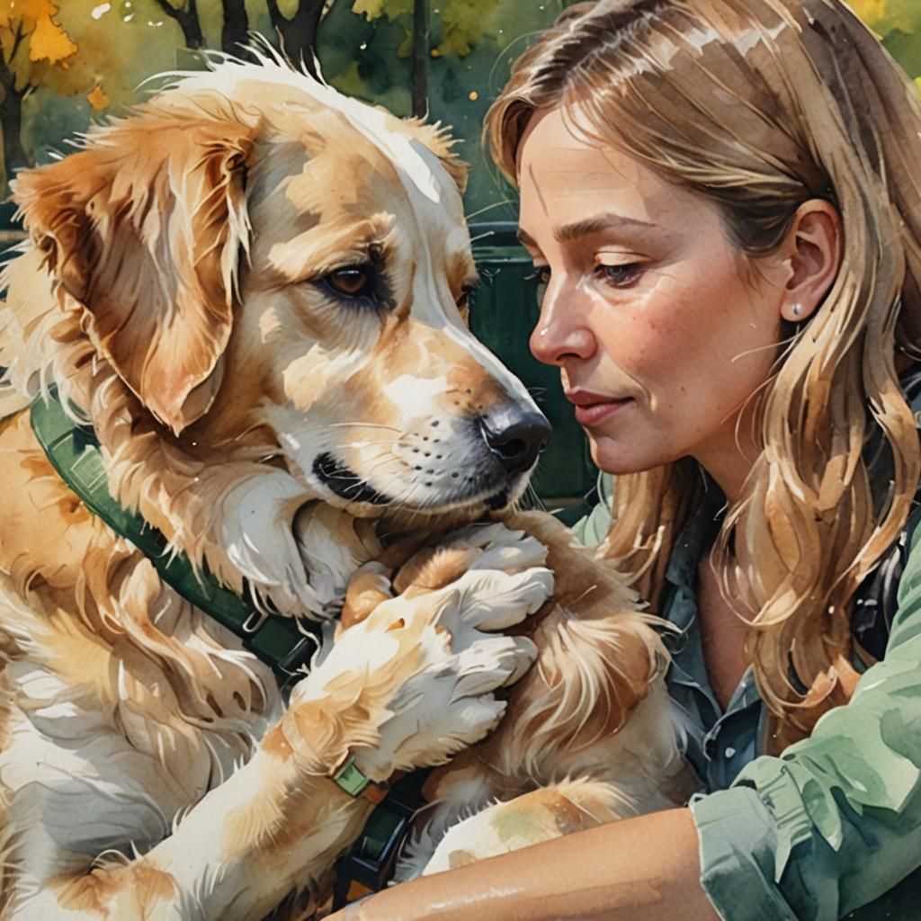 Therapy Dog Concept Art in Watercolor Style