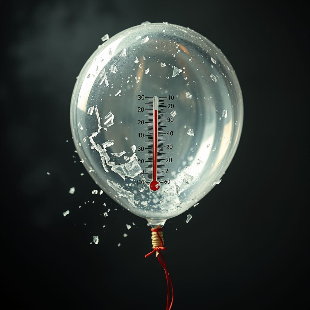 Hyperrealistic Shattered Balloon in Mid-Air