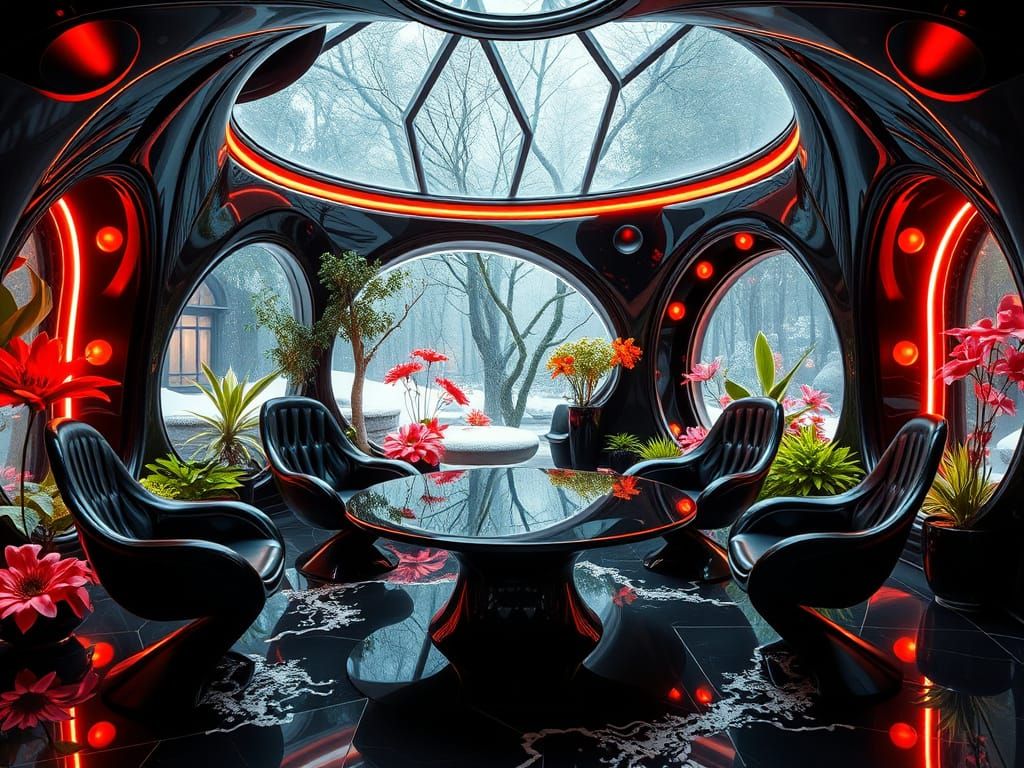 Futuristic Indoor Winter Garden in Organic Style