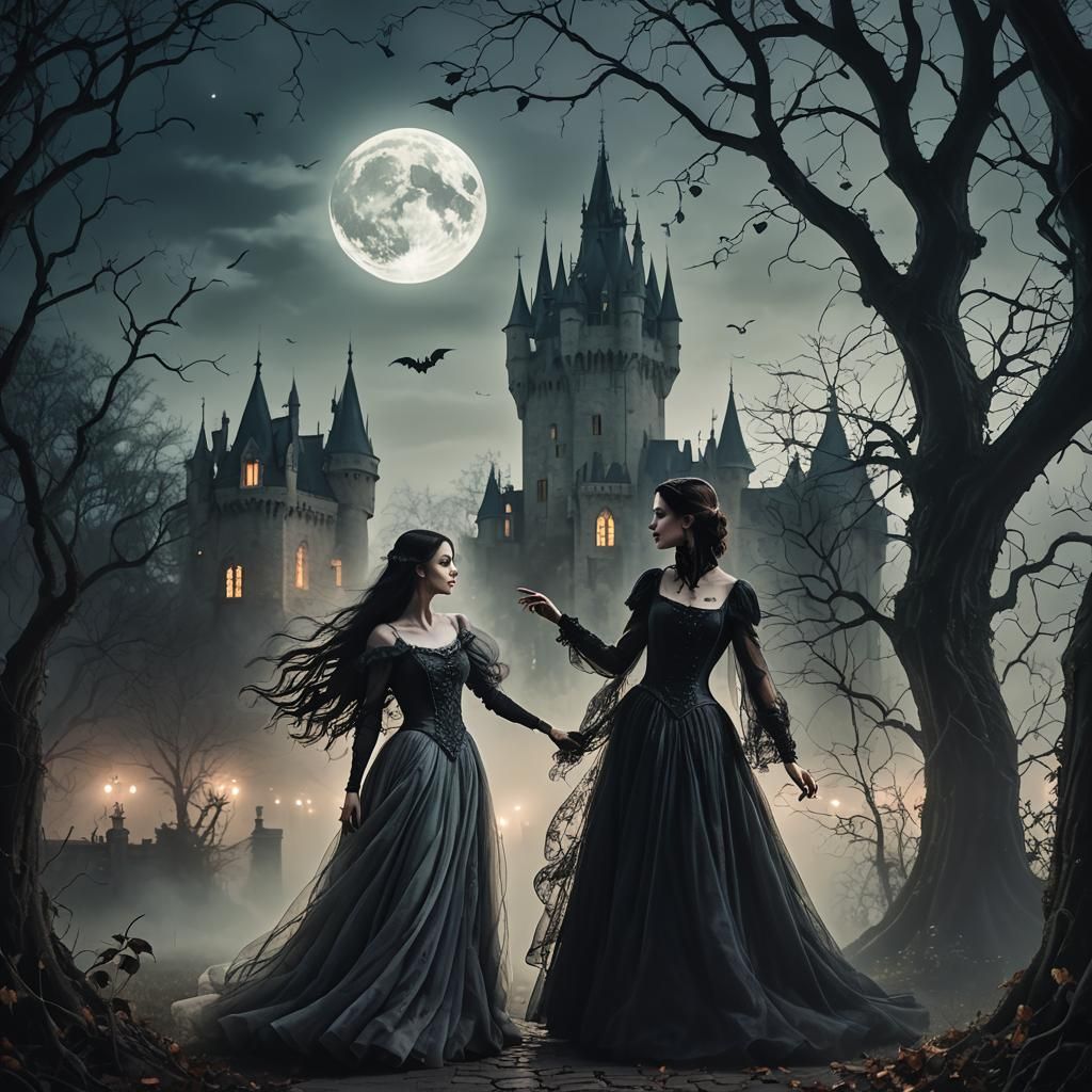 Romantic Gothic Dance Under Moonlight