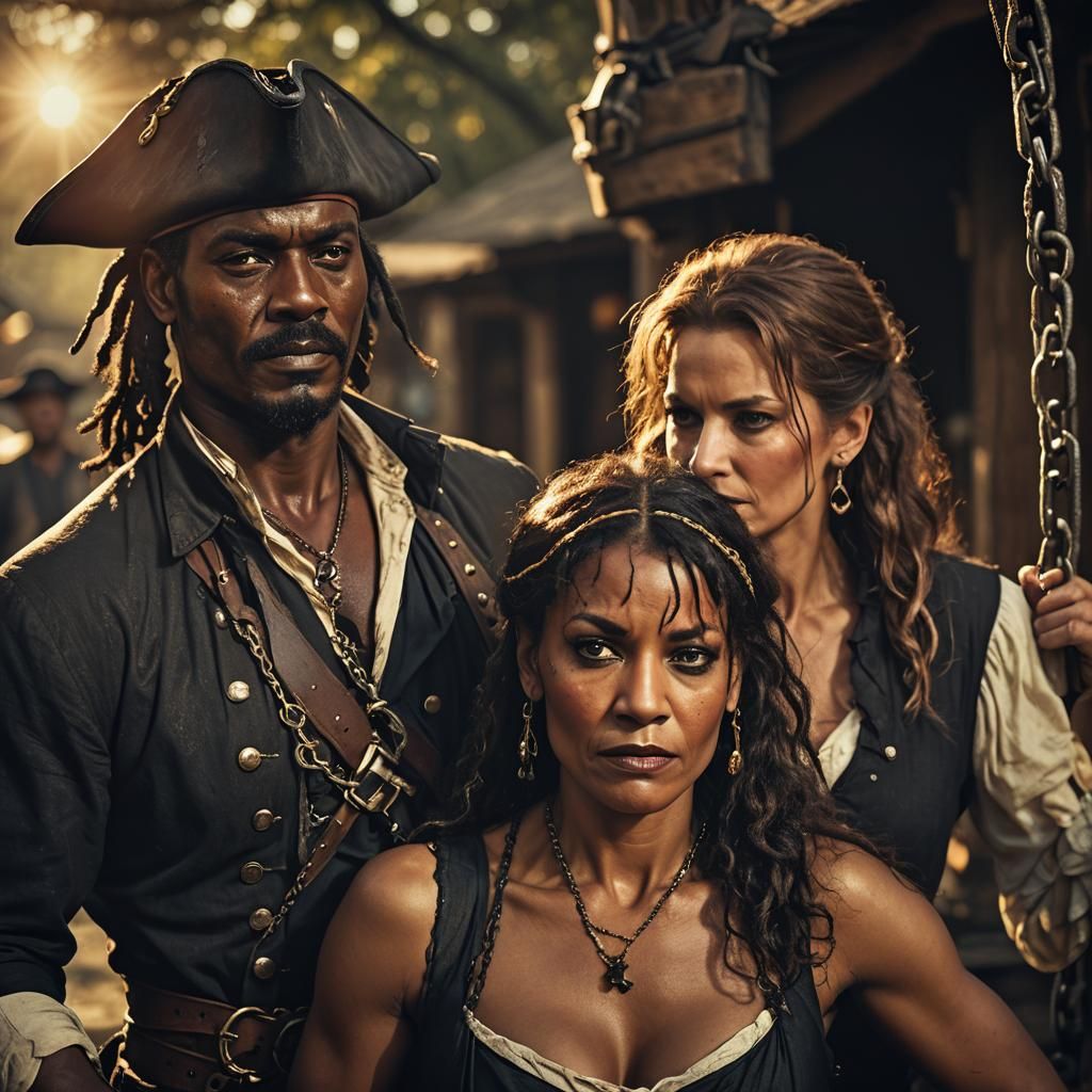 Pirate Rescue in Noir Style with Golden Hour Lighting