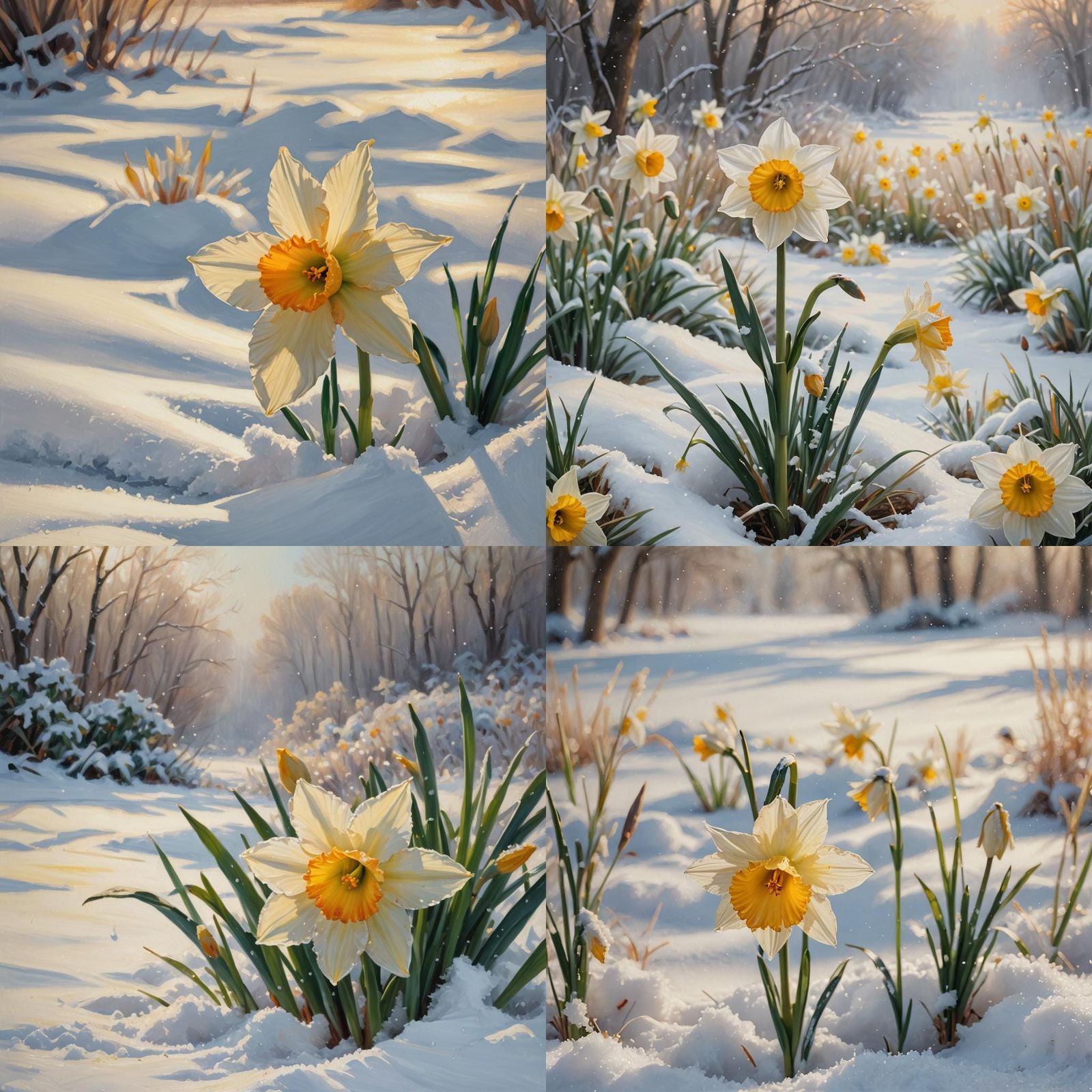 Daffodil in Snow: An Oil Painting