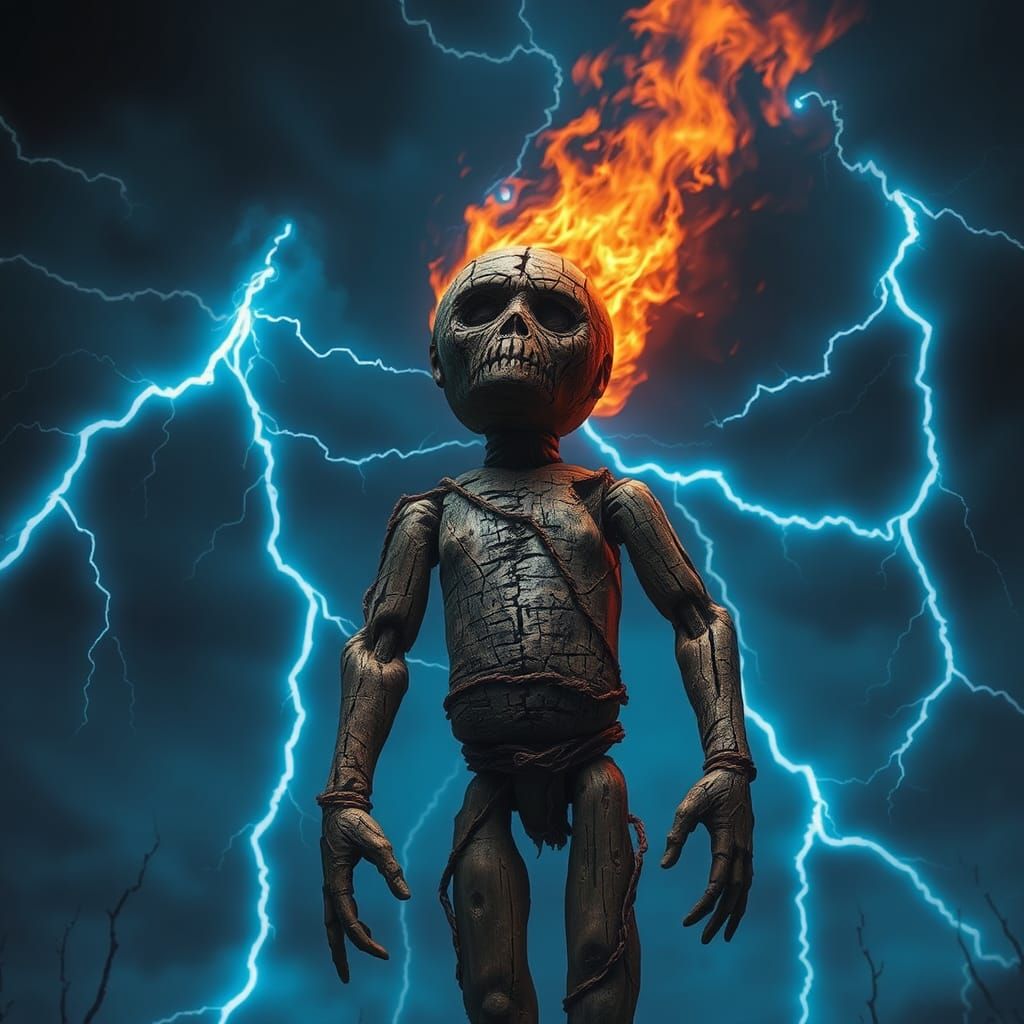 Кукла вуду Bernie Wrightson gothic art fire firey thunderstorm twilight horror