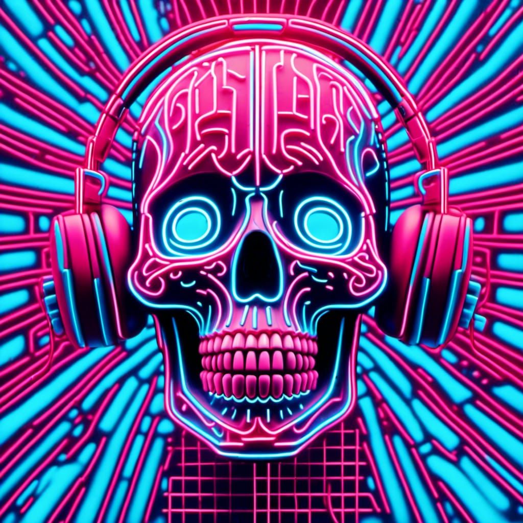 Neon Skull Party Head