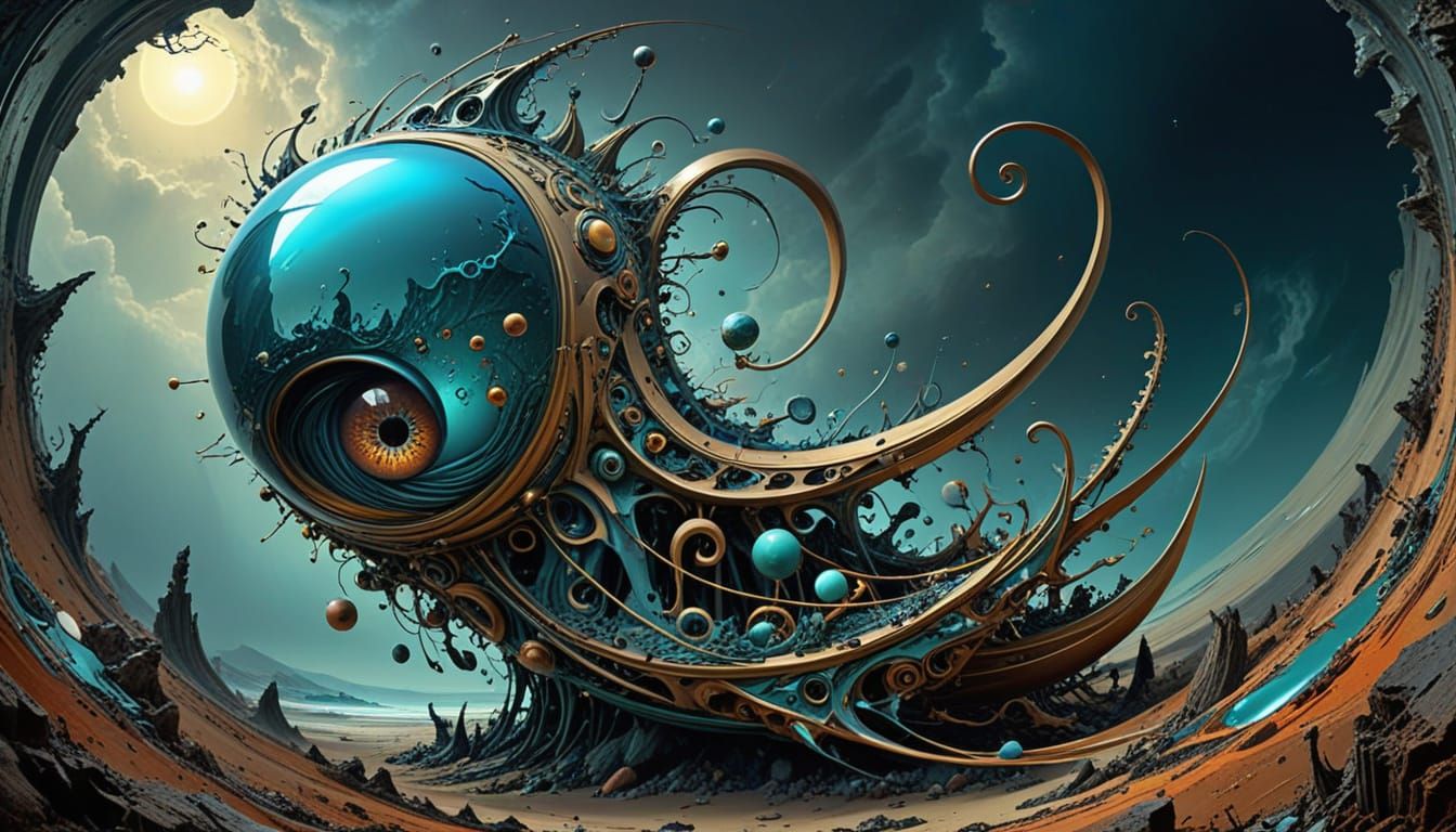 Surreal Art Masterpiece in Metallic Hues