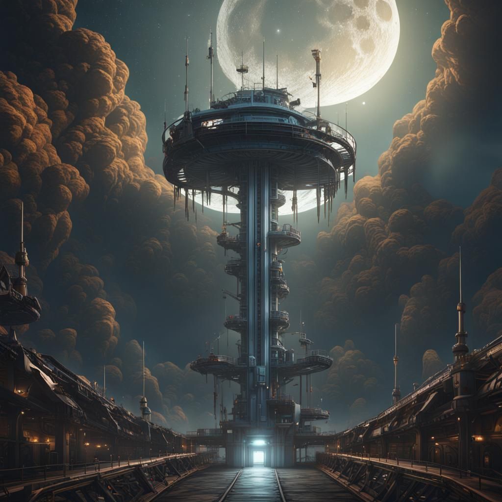 Spectacular Space Elevator to the Moon: Digital Art