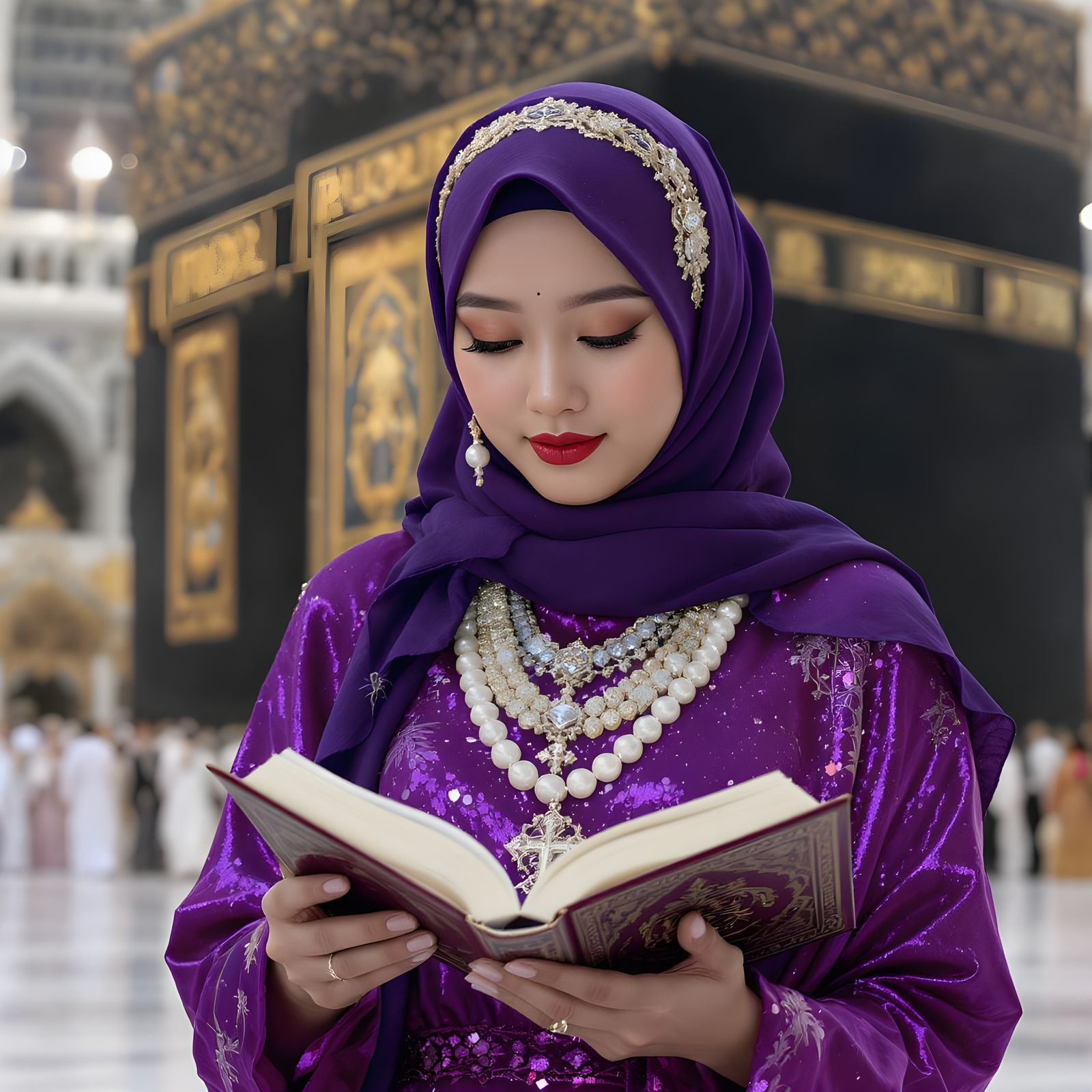 Woman Reading Quran: Digital Art Inspired by Ash Thorp