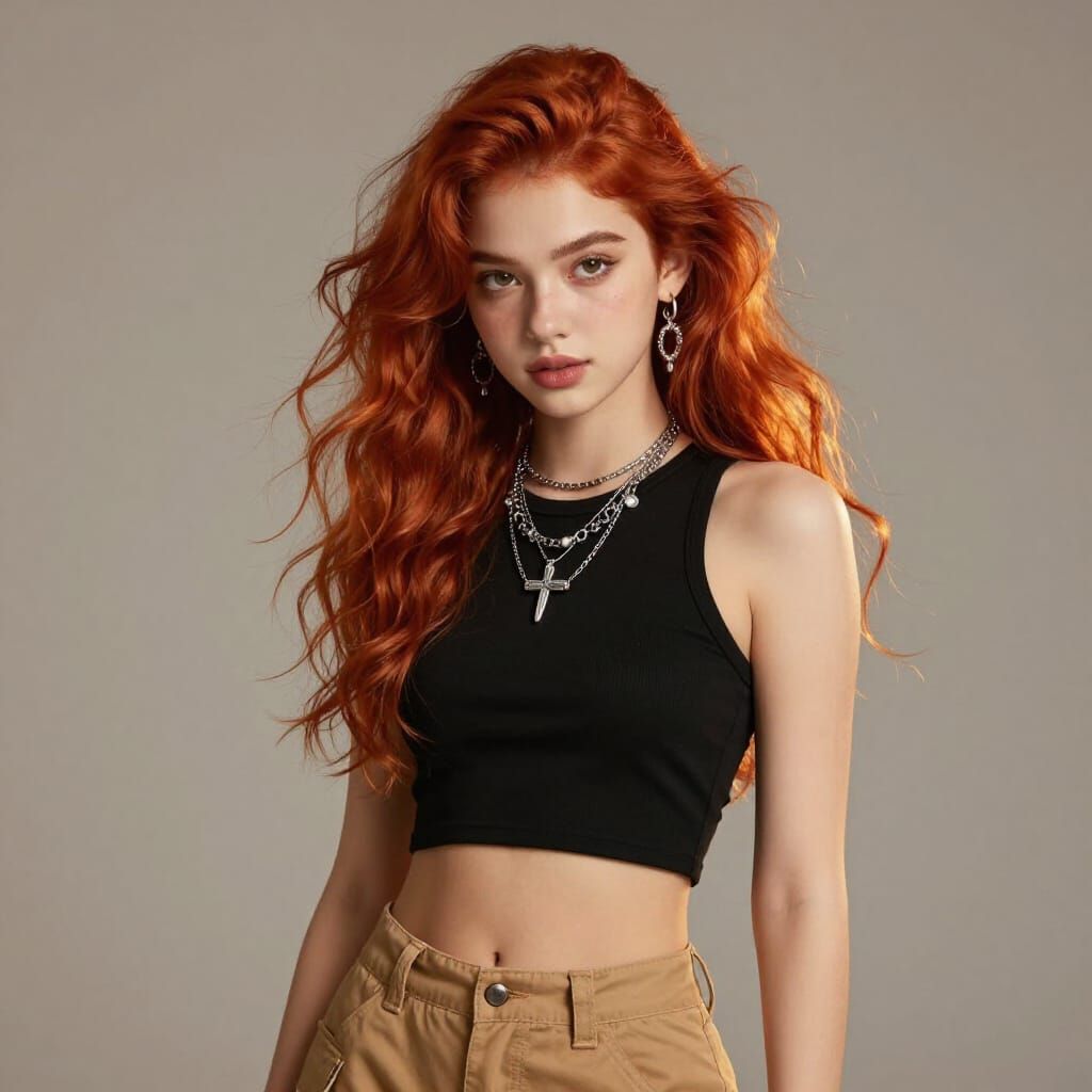 Red-Haired Teen in Grunge Y2K Style