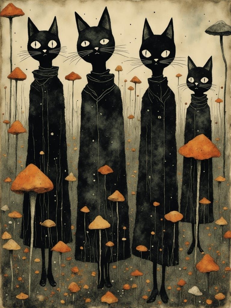 Surreal Slender Cats in Velvet Coats