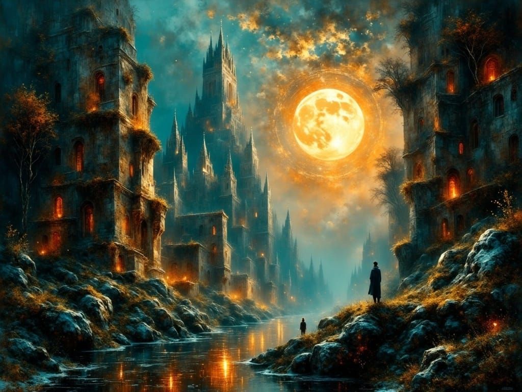 Epic Ancient Cityscape in a Glowing Digital Paradise