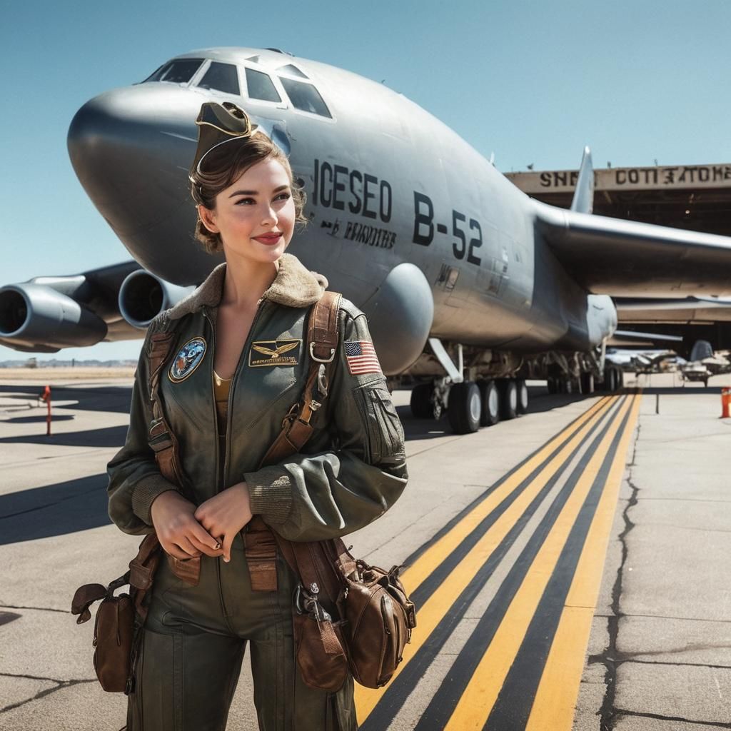 Female Pilot in Flight Gear, Vintage Photography