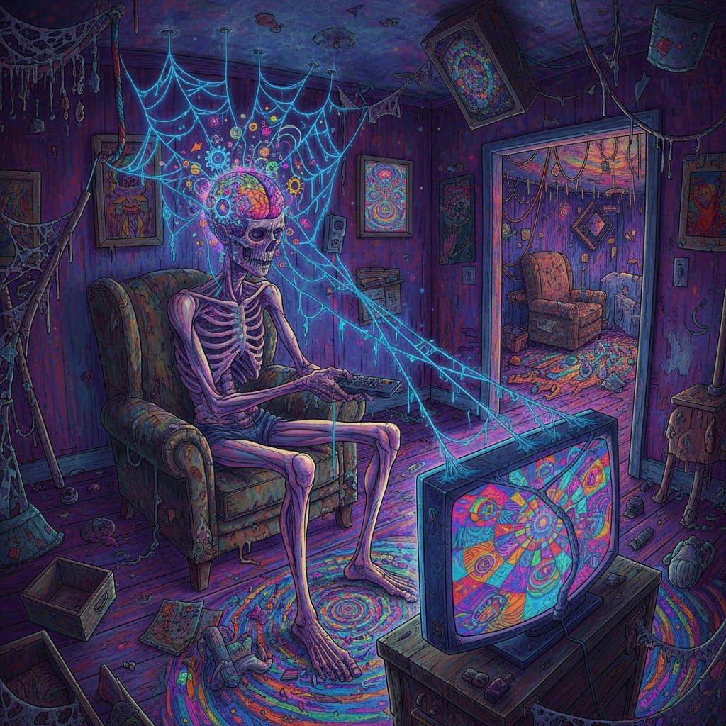 Surreal Depiction of Societal Chaos and Isolation