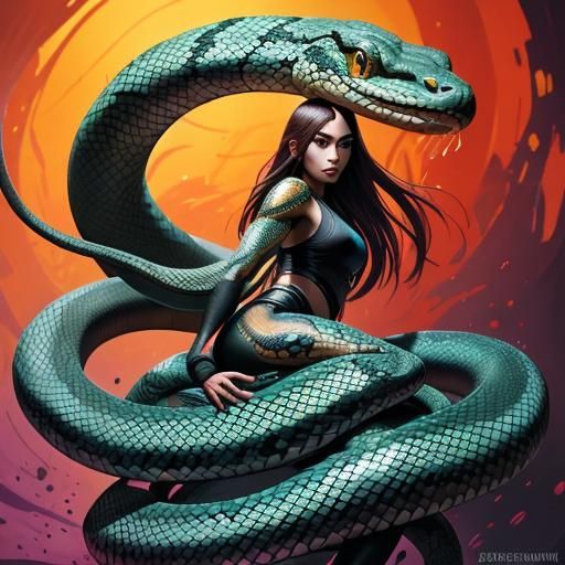 Intricate Snake Woman: Hyperrealistic Digital Art