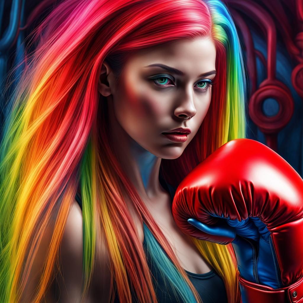 Rainbow-Haired Boxer in Volumetric Lighting