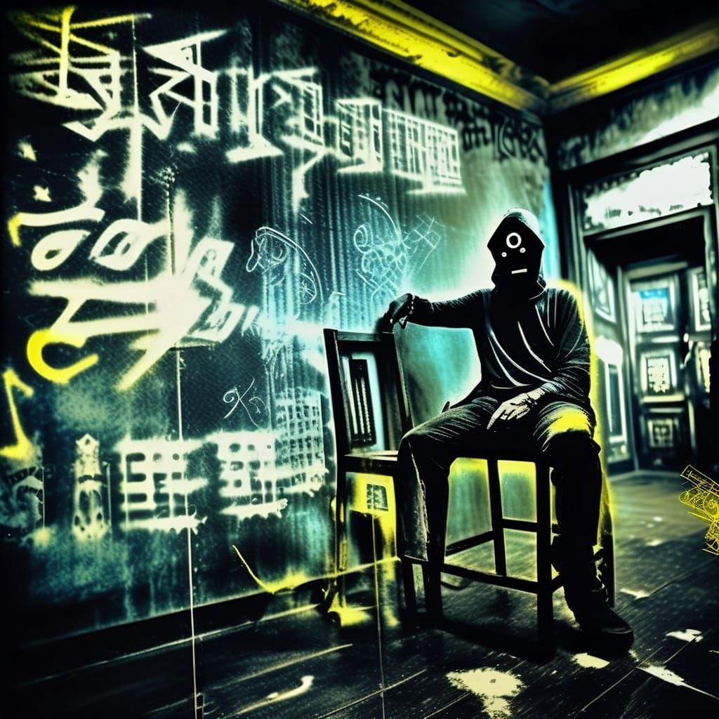 Mysterious Tarot Card Illuminated by Neon Lights