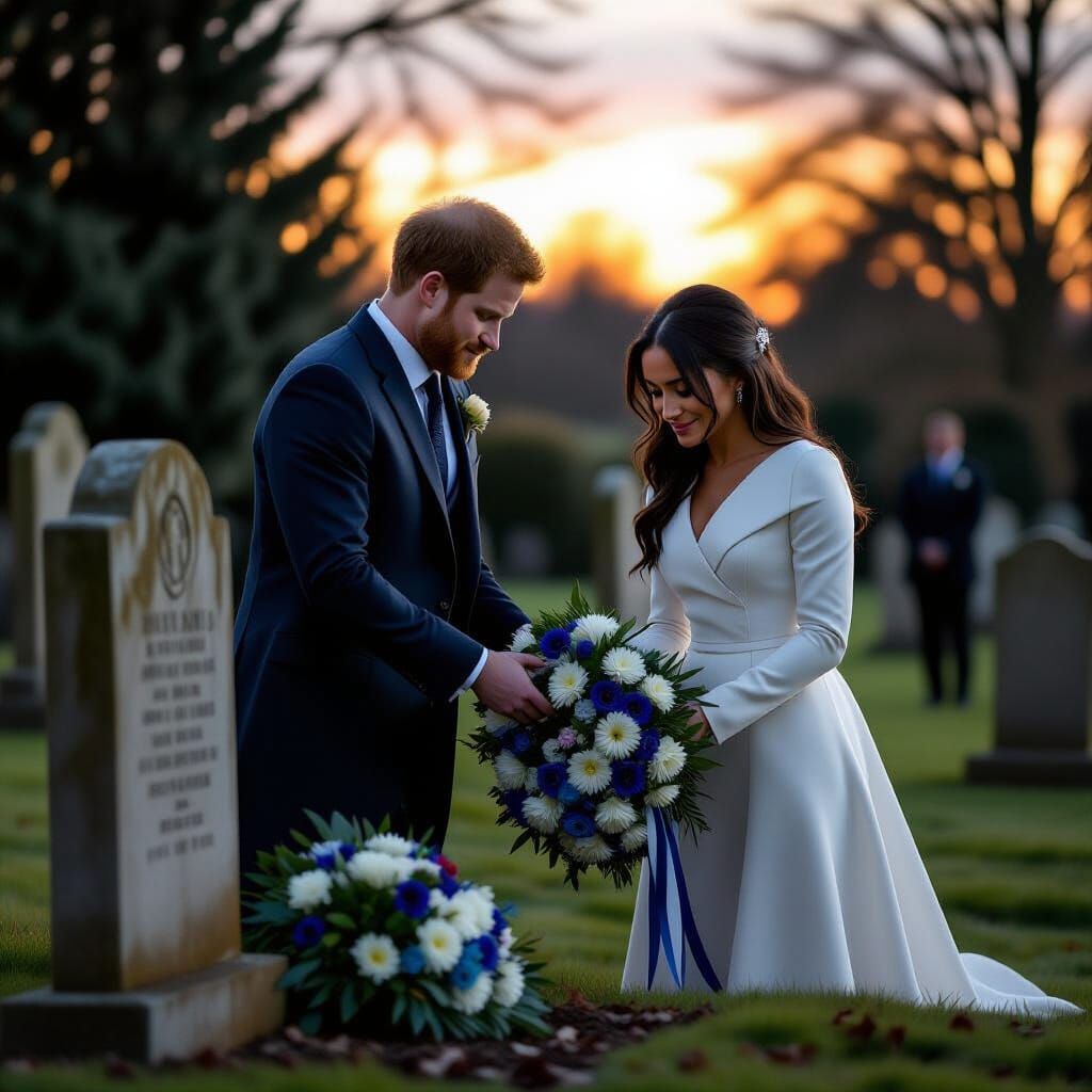 Royal Couple Places Wreaths at Dusk