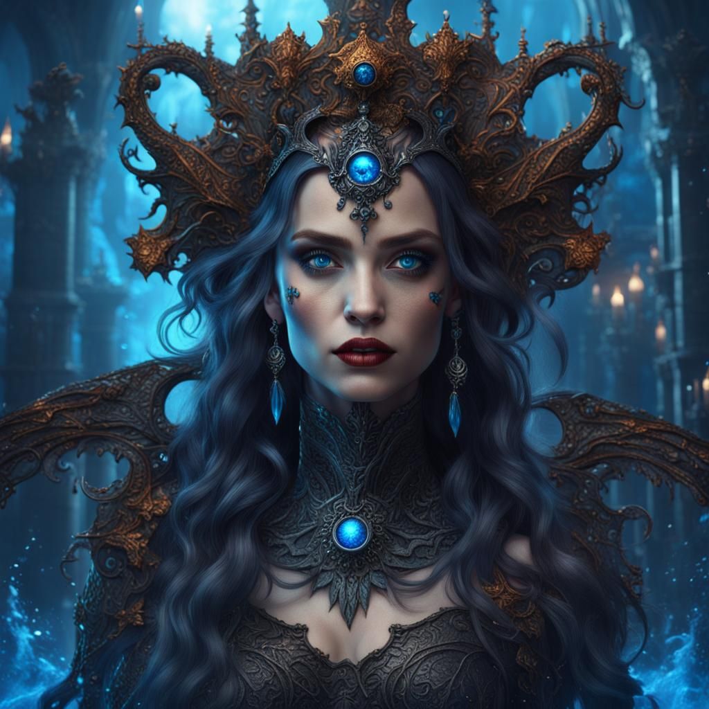 Gothic Siren Seduces Human: Detailed Fantasy Art