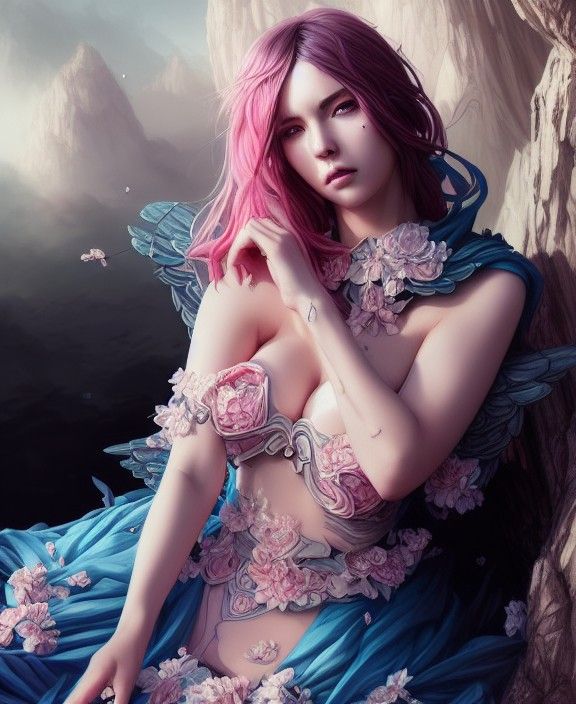 Dark Fantasy Goddess in Holographic Astral Illustration